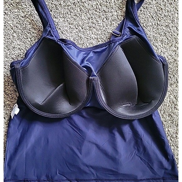 Lands' End 20W DDD Square Neck Tankini Swim Top Navy 2X Underwire  S628 - Picture 4 of 7